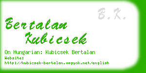 bertalan kubicsek business card